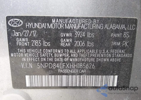 2017 Hyundai Elantra Se из США, поврежденный, VIN 5NPD84LFXHH185626